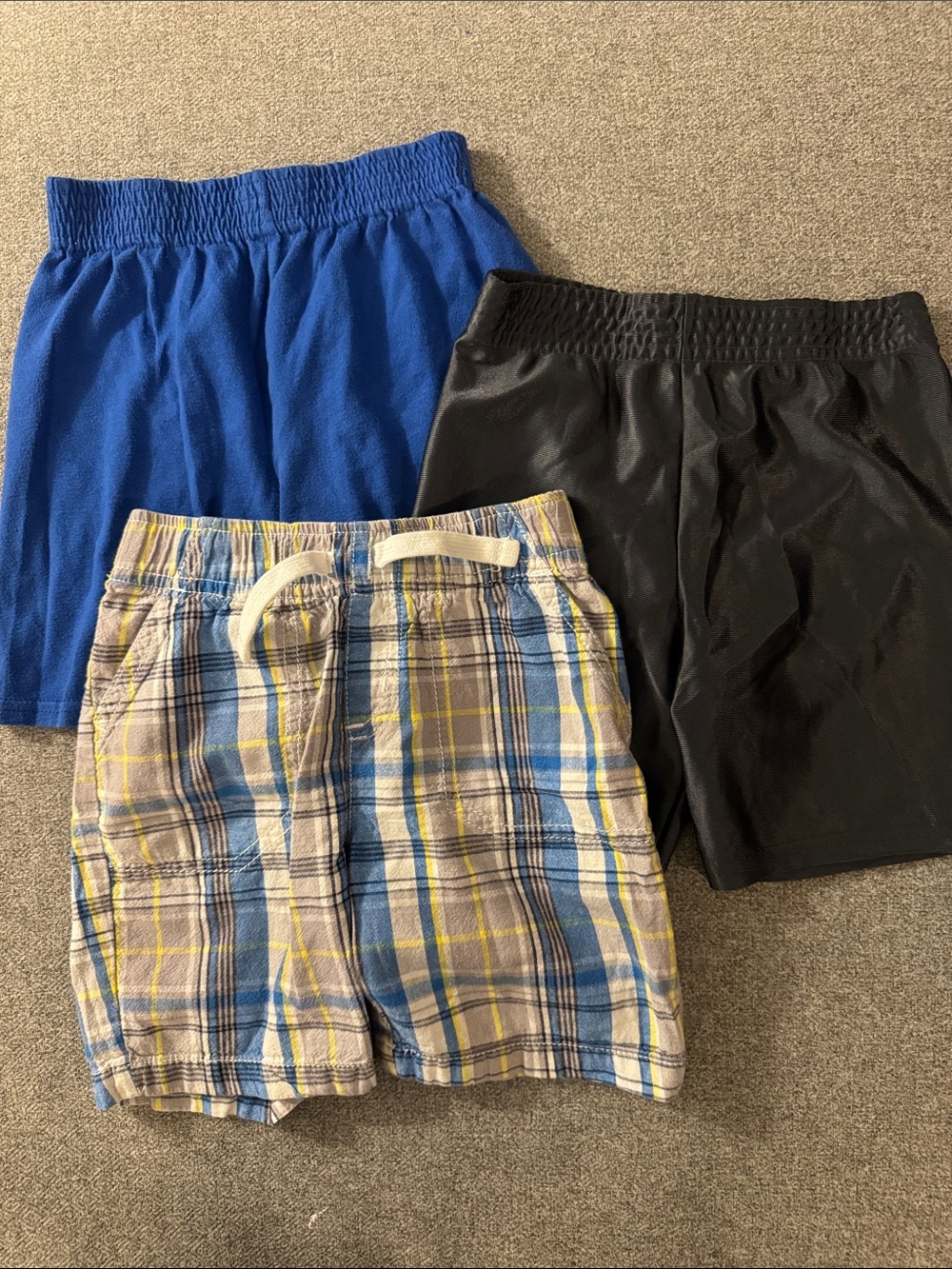 5/$15- Kids 3-Pack Pull-On Shorts – Blue, Black & Plaid